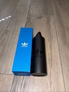 Balenciaga Black Matte Logo Water Bottle with Blue Box